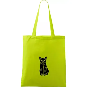 Origami kočka zepředu - Taška bavlněná - 42 x 38 cm ( Limetková )