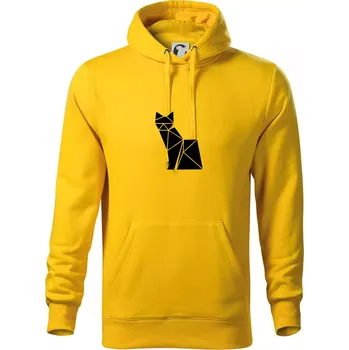 Pánská mikina Origami kočka z boku - Mikina pánská Cape s kapucí - 4XL ( Žlutá )
