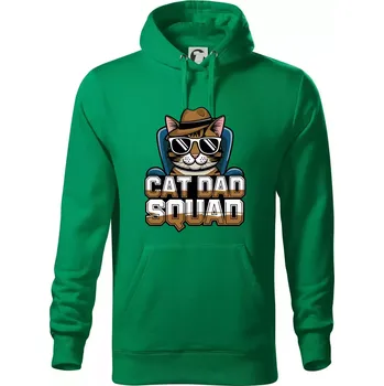 Pánská mikina Cat dad squad - Mikina pánská Cape s kapucí - 4XL ( Středně zelená )