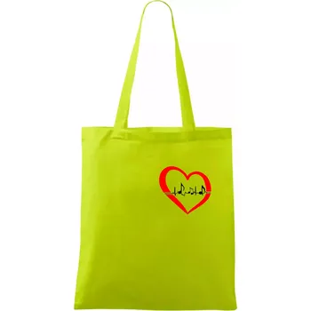 Moje srdce bije pro hudbu - srdce malé - Taška bavlněná - 42 x 38 cm ( Limetková )