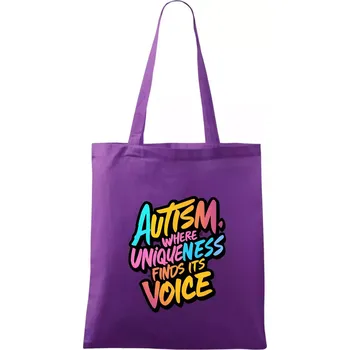 Autism Where Uniqueness Finds Its Voice - Taška bavlněná - 42 x 38 cm ( Fialová )