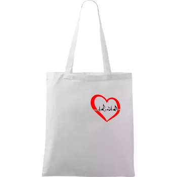 Moje srdce bije pro hudbu - srdce malé - Taška bavlněná - 42 x 38 cm ( Bílá )