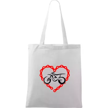 Moto srdce řetěz - enduro - Taška bavlněná - 42 x 38 cm ( Bílá )