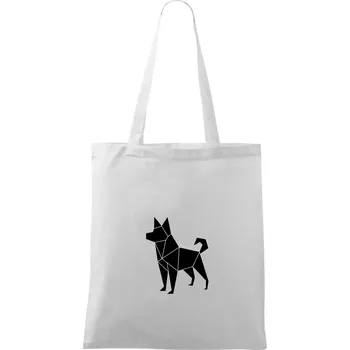 Origami pes z boku - Taška bavlněná - 42 x 38 cm ( Bílá )