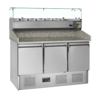 Lednice Chladicí pizza stůl s nástavbou TEFCOLD PT 1365 + VK33-140 (Chladicí pizza stůl s nástavbou)