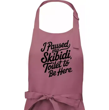 Kuchyňská zástěra I Paused My Skibidi Toilet to be Here - Pánská zástěra na vaření - Univerzální velikost ( Starorůžová )