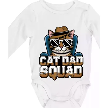 Kojenecké oblečení Cat dad squad - Body kojenecké s dlouhým rukávem - Dlouhý r. do 3 měs ( Bílá )