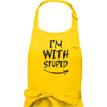 Kuchyňská zástěra Iam with stupid - Dámská zástěra na vaření - Univerzální velikost ( Žlutá )