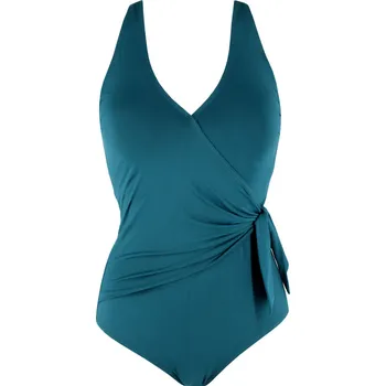 Dámské plavky Jednodílné plavky Elara s mašlí BS729 3XL petrolejová