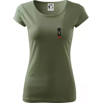 Dámské tričko King & Queen logo na prso - Dámské triko Pure - L ( Khaki )