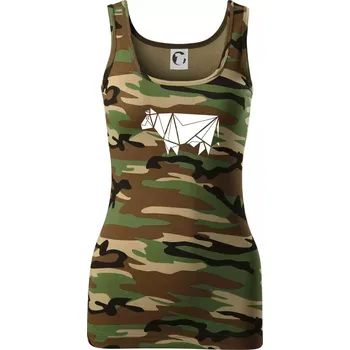 Origami kráva z boku - Dámské Maskáčové tílko - L ( Hnědý maskáč )