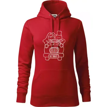 Dámská mikina Svatební auto - Mikina dámská Cape s kapucí - XL ( Červená )