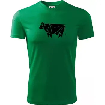 Pánské tričko Origami kráva z boku - Pánské triko Fantasy sportovní (dresovina) - 2XL ( Středně zelená )