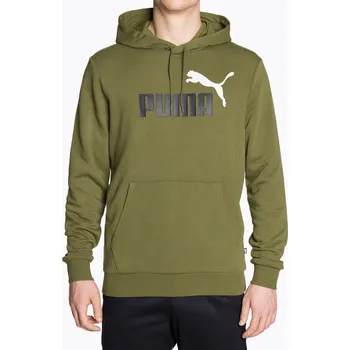 Pánská mikina Pánská dvoubarevná mikina PUMA Essentials+ Big Logo Hoodie TR olive green