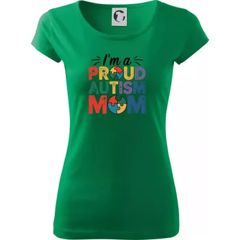 Dámské tričko Im a proud autism mom - Dámské triko Pure - S ( Středně zelená )