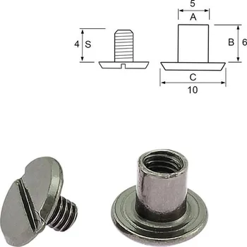 Nýt Pro Háčkování Nýt šroubovací 6 mm, Ø 5 mm černý nikl Počet: 1 ks