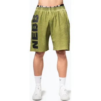 Pánské kraťasy Pánské tréninkové šortky NEBBIA Washed-Off NO BS green