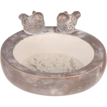 Krmítko/pítko - beton, kruhové, s ptáčky, antracitově šedé - BTO1095 ANT