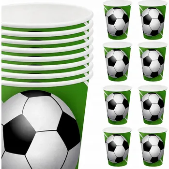 Party nádobí Kelímky na jedno použití PAPÍROVÉ 8 ks Zelené Fotbalový fotbal 6 Ks
