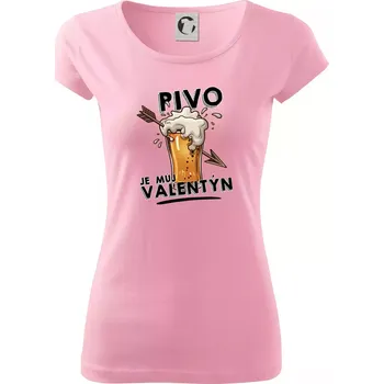 Dámské tričko Pivo je můj valentýn - Dámské triko Pure - XL ( Růžová )