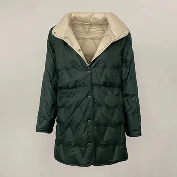 Dámská parka Oboustranná dámská bunda s límcem a zipem Barva: Zelená, Velikost: M