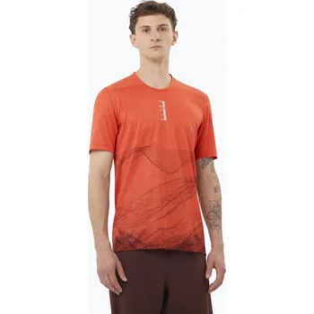 Pánské oblečení Pánské běžecké tričko Salomon S/Lab Ultra Tee Aop burnt sienna