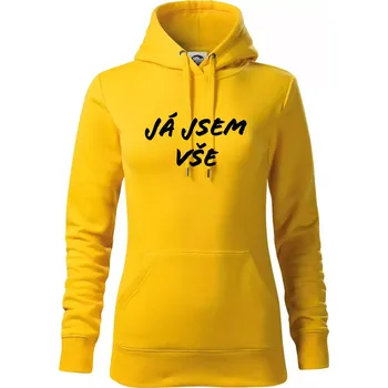 Dámská mikina Nápis Já jsem vše! - Mikina dámská Cape s kapucí - XL ( Žlutá )