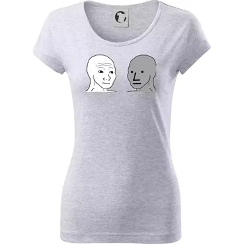 Dámské tričko Wojak (Feels Guy) a NPC - Dámské triko Pure - XS ( Světlešedý Melír )
