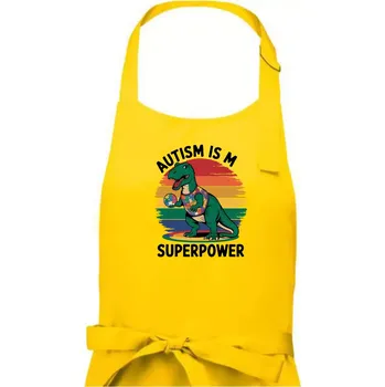 Kuchyňská zástěra Dinousarus a puzzle Autism is my superpower - Pánská zástěra na vaření - Univerzální velikost ( Žlutá )