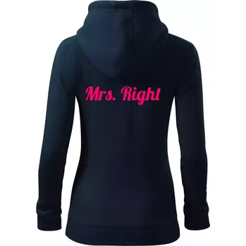 Dámská mikina Mrs Right - Dámská mikina trendy zipper s kapucí - M ( Námořní modrá (velmi tmavá - téměř černá) )