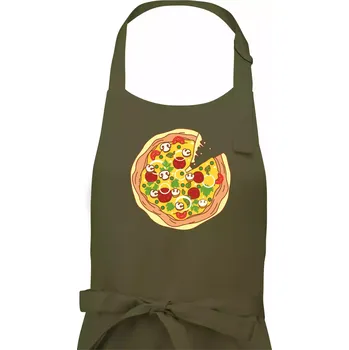 Kuchyňská zástěra Pizza + Pizza kousek - Pánská zástěra na vaření - Univerzální velikost ( Khaki )