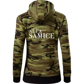 Dámská mikina Alfa Samice - Dámská mikina trendy zipper s kapucí - XS ( Zelený maskáč )