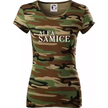 Dámské tričko Alfa Samice - Dámské maskáčové triko - M ( Hnědý maskáč )