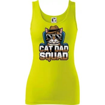 Dámské tričko Cat dad squad - Dámské tílko - XL ( Limetková )