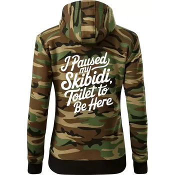 Dámská mikina I Paused My Skibidi Toilet to be Here - Dámská mikina trendy zipper s kapucí - L ( Hnědý maskáč )