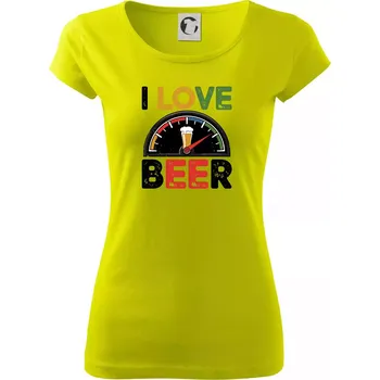 Dámské tričko I love beer - palivoměr - Dámské triko Pure - S ( Limetková )