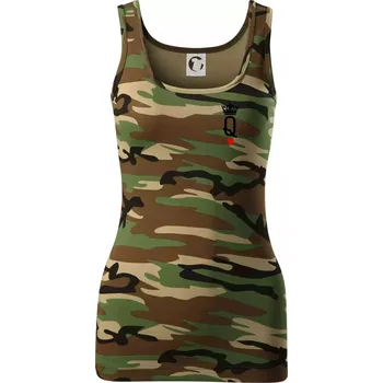 Dámské tričko King & Queen logo na prso - Dámské Maskáčové tílko - S ( Hnědý maskáč )