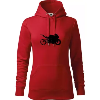 Dámská mikina Moto love - Mikina dámská Cape s kapucí - L ( Červená )