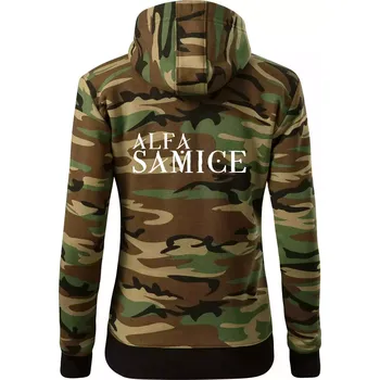 Dámská mikina Alfa Samice - Dámská mikina trendy zipper s kapucí - 2XL ( Hnědý maskáč )