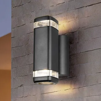 Venkovní osvětlení Reality Leuchten Venkovní nástěnné svítidlo Barcelos, černé, výška 21 cm, up/down - Připojovací skříňka – délka 14 cm, šířka 4 cm černá matná 2 x 10 W LED - Doprava zdarma