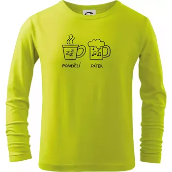 Dětská móda Pondělí Pátek - Kafe Pivo - Triko dětské Long Sleeve - 122 cm/6 let ( Limetková )