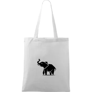 Origami slon z boku - Taška bavlněná - 42 x 38 cm ( Bílá )