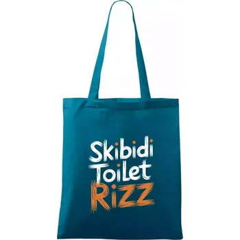 Skibidi Toilet Rizz nápis - Taška bavlněná - 42 x 38 cm ( Petrolejová )