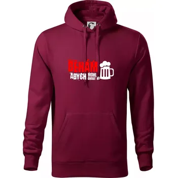 Pánská mikina Běhám abych mohl chodit na pivo - Mikina pánská Cape s kapucí - 5XL ( Garnet )