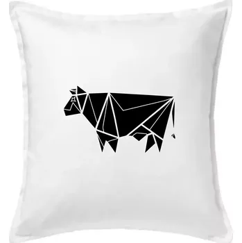 Polštář Origami kráva z boku - Polštář 50x50 - 50x50 - Pouze potah ( Bílá )