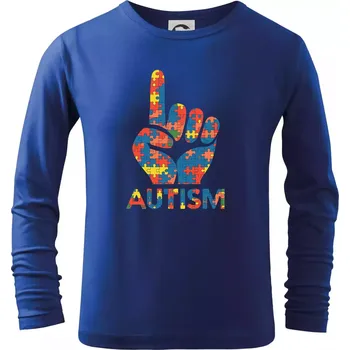 Chlapecké tričko Autism ruka - Triko dětské Long Sleeve - 146 cm/10 let ( Královská modrá )