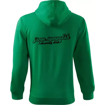 Pánská mikina Jsem sympaťák - ohrožený druh - Mikina s kapucí na zip trendy zipper - XL ( Středně zelená )