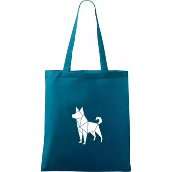 Nákupní taška Origami pes z boku - Taška bavlněná - 42 x 38 cm ( Petrolejová )