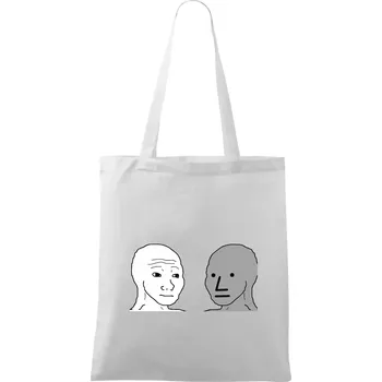 Wojak (Feels Guy) a NPC - Taška bavlněná - 42 x 38 cm ( Bílá )
