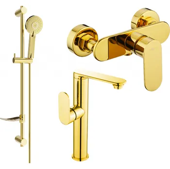 Vodovodní baterie Mexen Milo DF40 sprchová sada, zlatá - 713154DF40-50 Bateriové soupravy